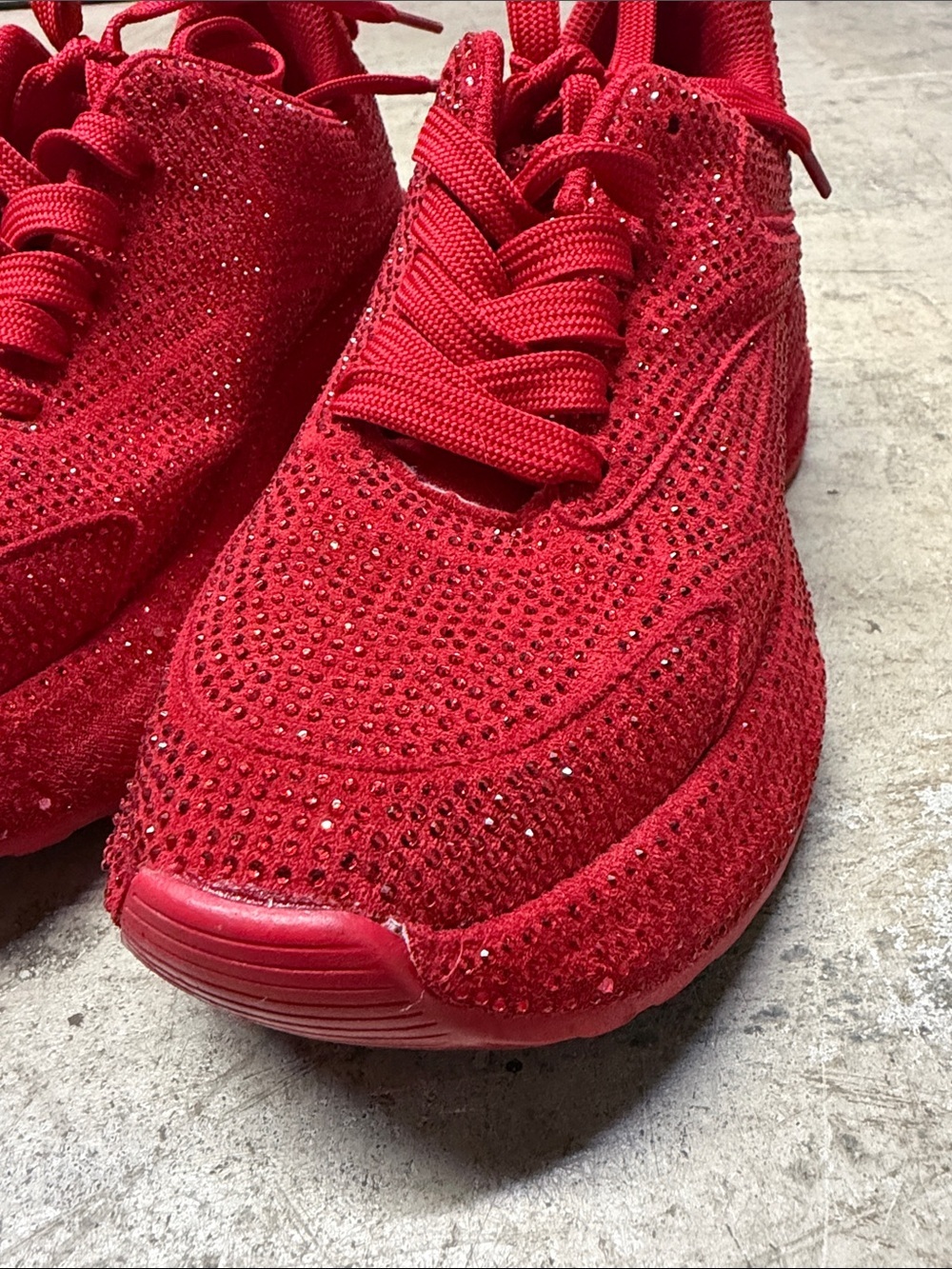 Red Rhinestone Platform Sneakers Women’s 7 - Picture 9 of 16